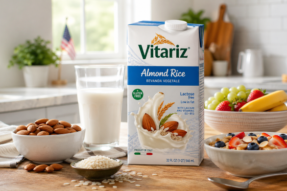 vitariz alinor rice almond milk breakfast table