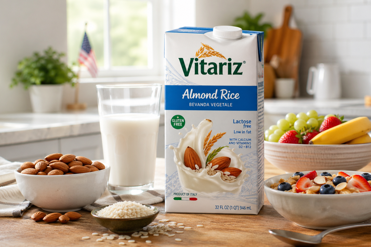 vitariz alinor rice almond milk breakfast table